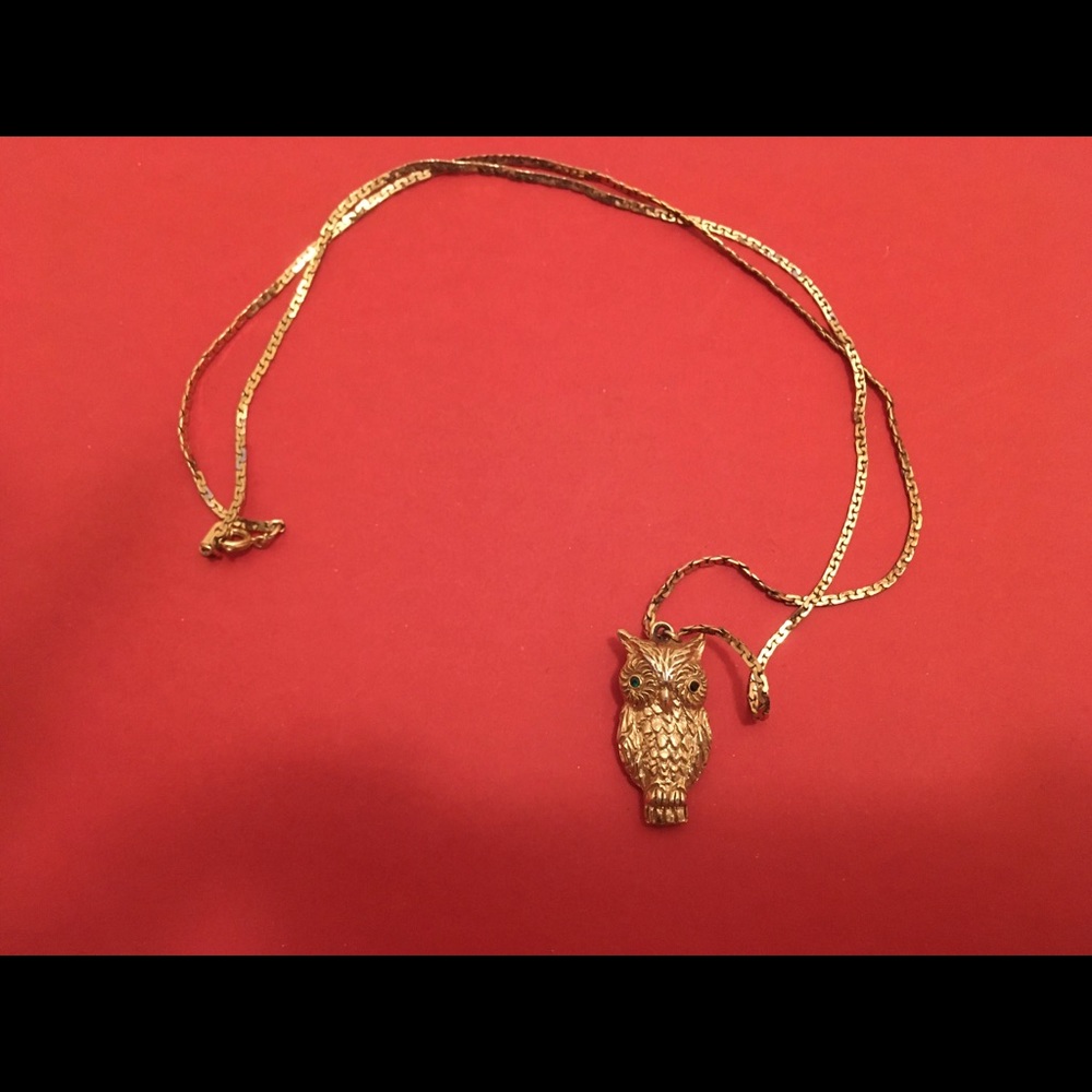 Vintage gold owl 🦉 necklace on 10” chain. Excellent condition.
